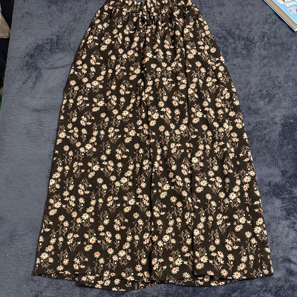 Linda Farrow Black Floral Maxi Skirt